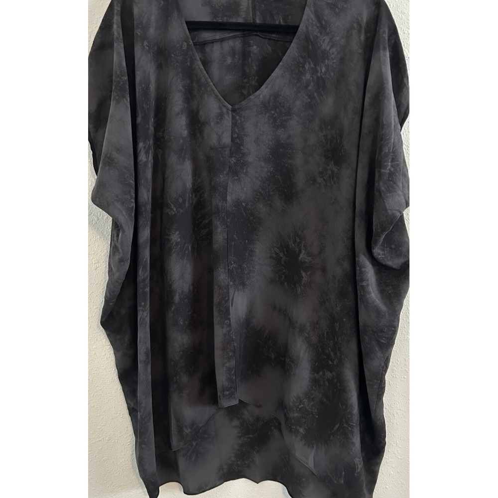 Eileen Fisher Blouse Women XL Tie Dye Crystalline Shibori Silk Tunic Oversize